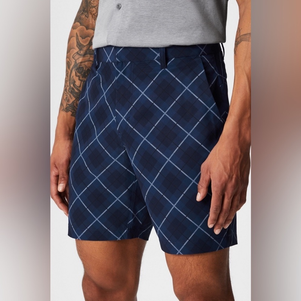Fabletics Navy Plaid Men's Shorts
